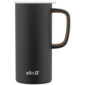 Ello Campy Travel Mug 18oz Vacuum Insulated | Leak-Proof Slider Lid | Carry Handle | For Hot & Cold Drinks | Matte Black | Pack of 6