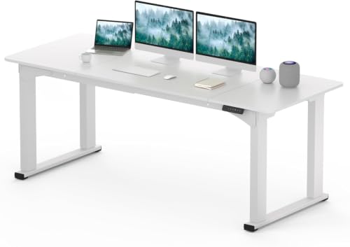 Image of SANODESK 4-Leg 78''x32'' Large Electric Height Adjustable Standing Desk | Computer Stand Up Desk with Memory Presets for Home Office, Computer Workstation, White