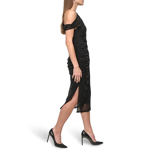 DKNY Women's One Shoulder Asymmetric Neck Side Slit Bodycon Midi Dress3