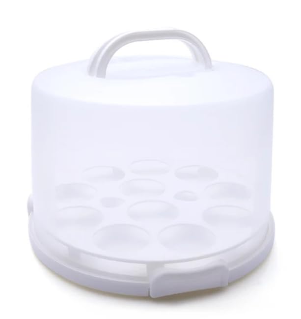 U COOK Tall Cake Carrier with Handle, Cake Container, Portable Round Cake Holder with Lid, 3 Locking Clips, Storage Container Lockable Cover Box, Food Storage. (Tall)