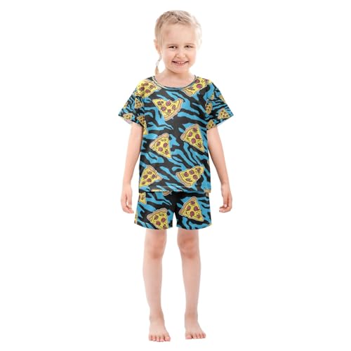 senya Blue Tiger Pizza Summer Pajamas Set Short Cotton Sleepwear 2 Piece3