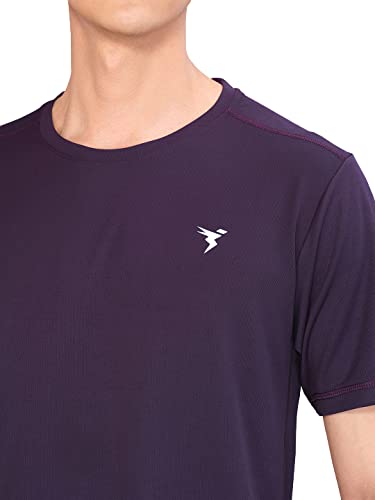 Image of TECHNOSPORT Men's Slim Fit Polyester Activewear Sports T-Shirt with Moisture-Wicking Comfort for Workout, Running & Gym