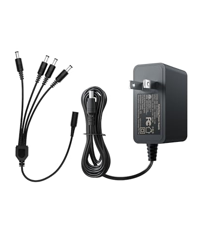 ZOSI 12V 2A 100V-240V US AC to DC Power Supply Adapter & 4-Way Power Splitter Cable for CCTV Home...