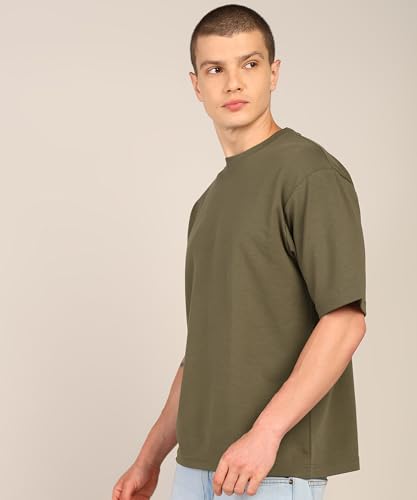 Image of Alan Jones Clothing Men's Oversized Solid T-Shirt | Premium Heavy Fabric | Crew Neck Casual Wear