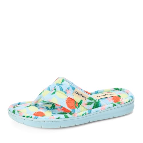 Image of Dearfoams Women's Melanie Colorblocked Microfiber Terry Thong Slipper