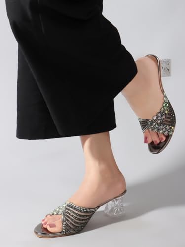 Image of Denill Women Wedding /Party Block Heel Slip-On Fashion Sandal for Women & Girls