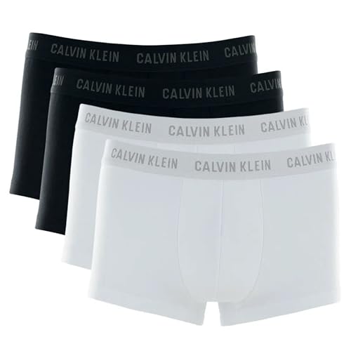 Calvin Klein Kit 4 Cuecas Low Rise Trunk Boxer Masculina Original, 2 Brancas - 2 Pretas, GG