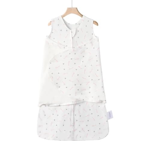 Image of Ftikvo Swaddle-Blanket Baby Girl & Boy Swaddles Newborn Infant Transition 100% Cotton Wrap Blankets, 3-Way Adjustable Wearable Blanket, TOG 1.0 (Love, Small, 0-3 Month)