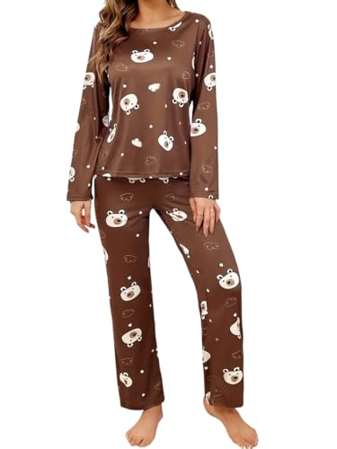 Image of Louis Luxe Womens Korean Night Dress || Full Pyjama Set || Korean Nightsuit || Women Nightwear ||Round Neck Full Sleeve Nightsuit || Loungewear || Everyday Nightdress (ND-02)