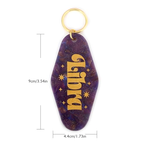 Astrological Leo Zodiac Sign Acrylic Keychain with Gold Stars