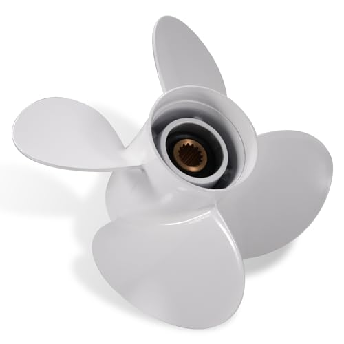 VIF Aluminum Boat Propeller for Yamaha 60HP 70HP 75HP 80HP 85HP 90HP 115HP 130HP Outboard Engines,15 Tooth, Rh (13 Diax17 P 4 Blades)