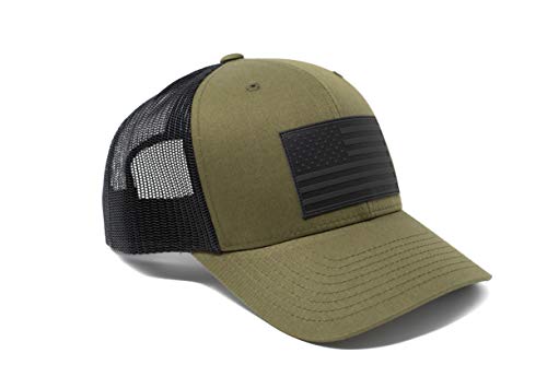 Image of 13 STRIPES American Flag Hat - Leather Patch Mesh Back Snapback Hat for Men & Women USA Flag Trucker Hat, Casual Unisex Hat