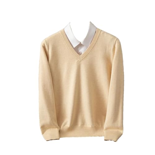 Men's Winter Wool Blend Sweater V-Neck Thickened Knitted Tops Bottoming Business Casual Jumper