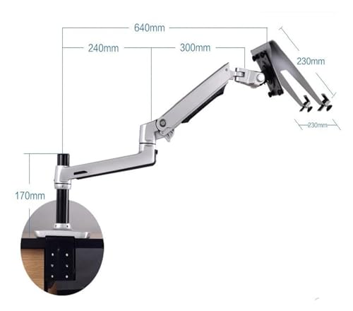 Support de bureau pour ordinateur portable et moniteur à bras long