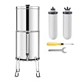 Happybuy Gravity-fed Water Filter System, 2.25G 304 Stainless-Steel Countertop Water Filtration System. Reduces Lead and up to 99% of Chlorine