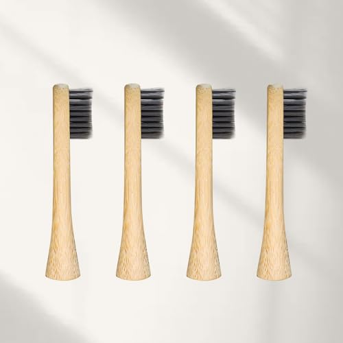 GUFICLE Electric Toothbrush Replacement Heads 4pcs - Sonic Electric Toothbrush Heads, Soft Brush Hair Bamboo Heads Made of Eco-Friendly Renewable Bamboo Bad Breath and Plaque Remover
