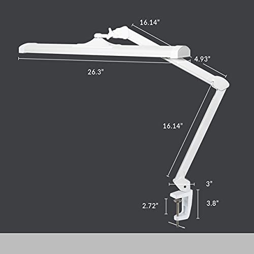 Neatfi Ultra 3,500 Lumen Led Desk Lamp, Color Correlated Temperature, 3 Light Modes, Dimmable, 45W, 26 Inch Wide Metal Shade, 540 Smd Leds (Cct With Clamp, White) #TOP6