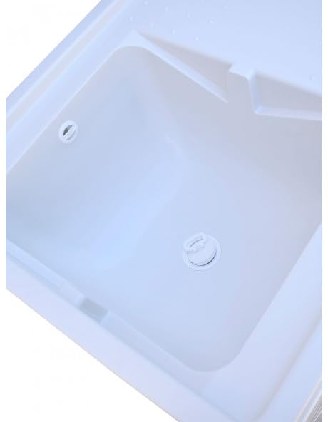 Yellowshop | Mobile lavanderia in resina Top Line – Pilozza con vasca SINISTRA e vano portalavatrice Bianco – Soluzione completa per la lavanderia con lavatrice a carica frontale