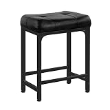 Aheaplus Bar Stool, 24 Inch Counter-Height Stools Saddle Stool, PU Leather Barstools with Metal Base