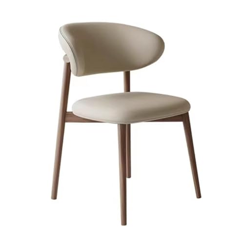 Meal Chairs Modern Dining Chairs with Wood Legs, Curved Backrest Faux Leather Upholstered Kitchen Chairs, Side Chairs for Kitchen/Dining Room/Living