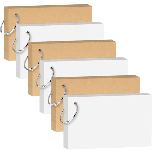 300 Pezzi Flashcards Schede Indicizzate 7.6x12.7cm, Biglietti di Vocabolario, Schede Vuote, Schede per Appunti per lo Studio, Forniture per Ufficio e Scuola (Kraft e bianco)