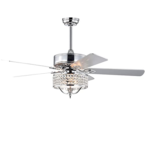 Tangkula 52â€™â€™ Ceiling Fan Light, Modern Chandelier Fan with Dual Finish Reversible Blades, 3 Adjustable Wind Speeds, Remote Control, Timer Function, Ceiling Fan Lamp for Indoor Use (Silver)