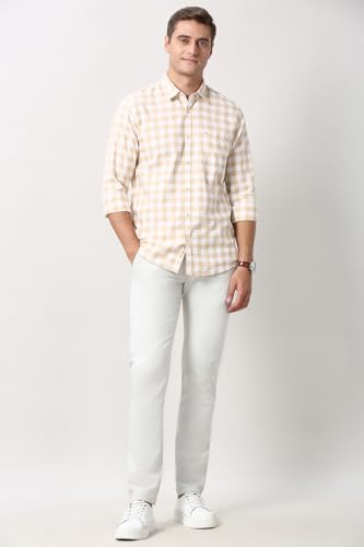 Image of Peter England Slim Fit Checkered Casual Shirt for Men - Full Sleeves | Cotton | Smart & Stylish