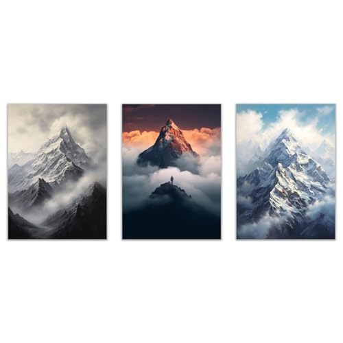 Tableau montagne paysage minimaliste JOSUE triptyque noir et gris