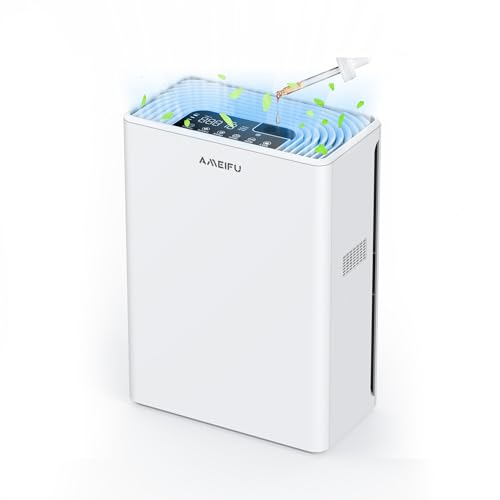 AMEIFU Air Purifiers for Home Large Room up to 2300sq.ft, H13 True Hepa Air Purifiers for Pets Hair, Dander, Smoke, Pollen, 3 Fan Speeds, 5 Timer Air Cleaner