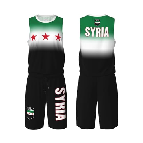 DABOYOZHZH Syria Flag 1932-1963 Basketball Uniform Suit for Men Team Training Athletic Gradient Jersey