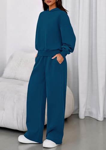 Image of PRETTYGARDEN Womens Sweatsuits 2 Piece Set 2026 Casual Winter Long Sleeve Hoodie Loose Wide Leg Sweatpants Fall Tracksuit