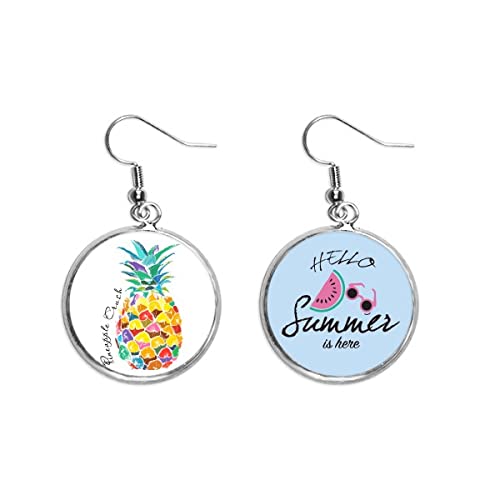 Pendientes de sandía con efecto acuarela y colorido tropical de verano 1