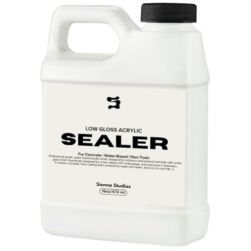 Sienna Studios Acrylic Sealer for Concrete & Cement Crafts – Low Gloss, Non-Toxic, Water Resistant, Food Safe – Compatible with Jesmonite – 16 oz