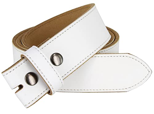 White Belt Cowhide Leather Replacement Casual Belt Strap 1-1/2"(38mm) Wide, Multi-Style Options2