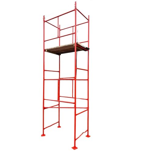 Image of HILL TOP FABRICATIONS CO (1998) LTD - Scaffolding Tower with Scaffolding Boards 4.2 Meters (14') Working Height 4x2'6 Base Size. Steel & Polyester Powder Coated (PPC) High Quality Durable Finish.