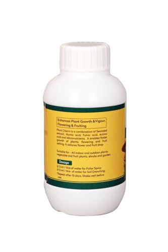 Image of PLANT'S BUDDY Plant Charm - Organic Plant Growth Enhancer | Seaweed Extract, Humic Acid for Plants, Amino and Fulvic Acid | Plant Booster for Flowering & Fruit Quality - 250ml