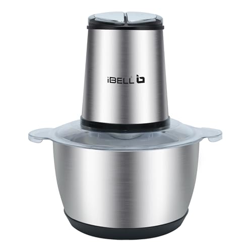 Image of IBELL MT200SPRO Electric Chopper with 2-Yr Warranty, 700W Powerful Motor, 2L SS Bowl, Multipurpose Food Processor for Meat, Vegetables, Fruits & Nuts, with Garlic Peeler & Egg Whisker (Silver).