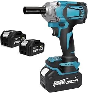18V Brushless Impact Wrench, 1800N.m High Torque, 7200RPM, 1/2 inch 3-Speed Cordless Impact Gun, Easily Removes Bolts on Cars, Trucks, and Tractors, 2 Battery, 1 Charger and 1 Carry Box, for Car Home