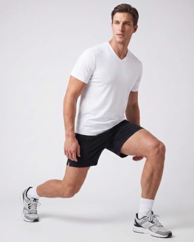 Image of Echo 5 Pack: Men's V Neck Quick Dry Fit Dri-Fit Short Sleeve Active Wear Training Athletic Essentials T-Shirt Tee Fitness Gym Workout Undershirt Top-Set 2,L