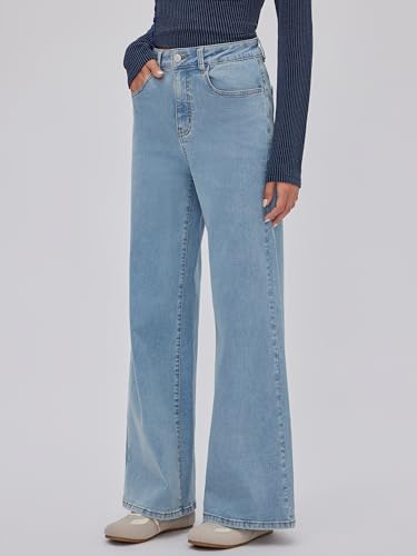 CIDER Womens Straight Leg Jeans Heart Print Pockets Y2k Wide Leg Baggy Denim Pants4