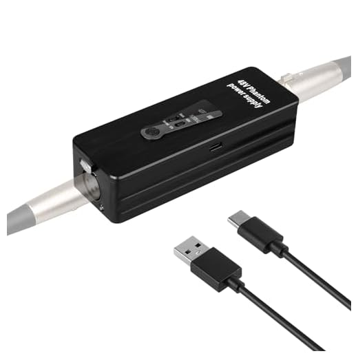 Depusheng Phantom Power Supply 48V/12V Switch, Rechargeable Portable Phantom Power for Condenser/Interview Shotgun Microphone, Audio Interface, Recording Studios, Up to 40h Working Time