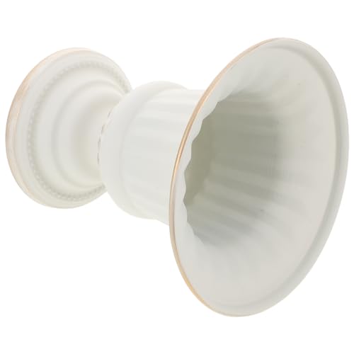 Homoyoyo Vintage White Urn Vase Metal Pedestal Planter Pot for Artificial Flowers Retro Roman Column Flower Pot Farmhouse Front Porch Decor Home and Wedding Table Centrepiece