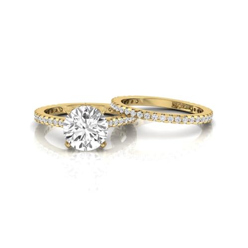 14K Gold IGI Certified 2.65 Carat Round Lab Grown Diamond (2 Ct, D, VS1) Hidden Halo Engagement Wedding Bridal Ring Set for Womens3
