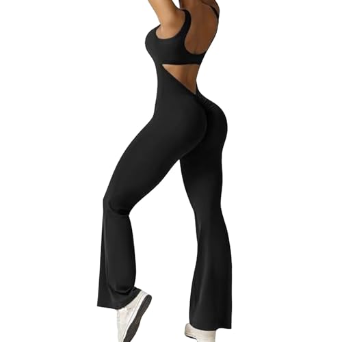 Generisch Mono para mujer, deportivo, yoga, sin mangas, elástico, sin espalda, bodycon bodycon, traje de deporte, traje de pantalón de una pieza, traje de entrenamiento que realza la figura, sexy de
