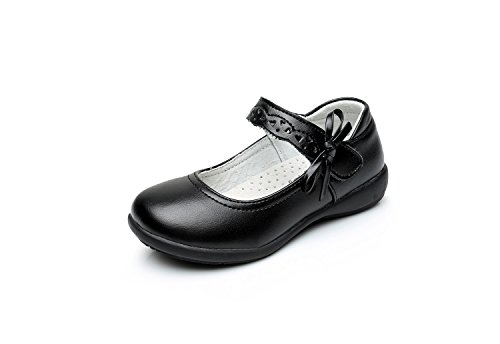 Kids Girl's Leather School Uniform Mary Jane Flats Princess Ballerina Ballet Dress Shoes (Little/Toddler Girls) (Black, Numeric_13)