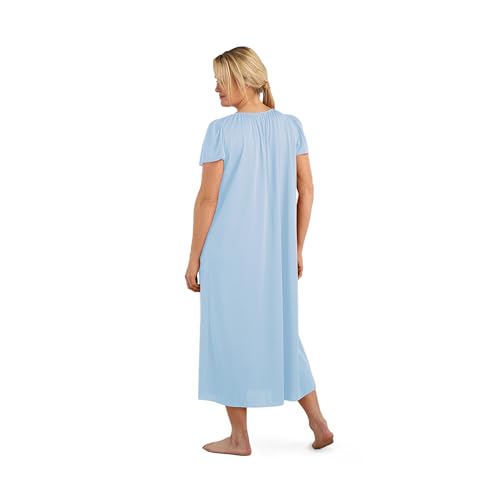 Image of Miss Elaine Nightgown - Women's Long Tricot Nightgown, Short Flutter Sleeves, Comfortable Lightweight Fabric, Sleepwear
