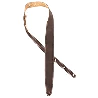 Adjustable from 51.5 to 58 Inches - Chocolate Brown Leather/Suede Guitar Strap with Leather/Suede Ends 2.5 Inches Wide