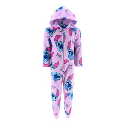 Disney Stitch Pijamas para Niña, Pijama de Una Pieza para Niña, Stitch Pijama Polar Suave, Talla 12 Años - Lila