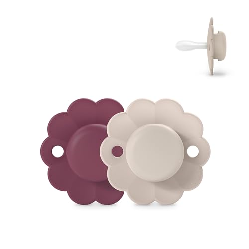 Image of Suavinex Wonder Baby Pacifier, SX Pro Silicone Nipple, Reversible, Non Irritating Shield Design, 2Pk Pacifiers 6-18 Months, Made in Europe, Magenta Chalk