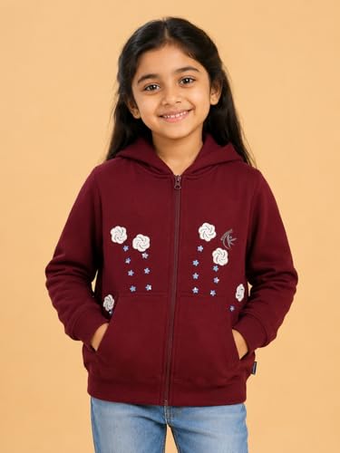 Image of Unisex Kids Solid Full Sleeve Zip Front Open Hooded Sweatshirt